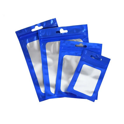 50 бр. Матирана пластмасова торбичка с ключалка с цип Алуминиево фолио Холограмна торбичка за храна Малки водоустойчиви торбички с цип Повторно затваряне Опаковка за подаръци