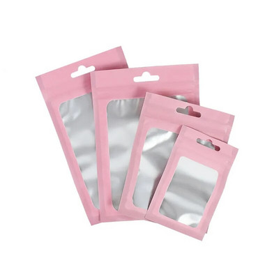 50 бр. Матирана пластмасова торбичка с ключалка с цип Алуминиево фолио Холограмна торбичка за храна Малки водоустойчиви торбички с цип Повторно затваряне Опаковка за подаръци