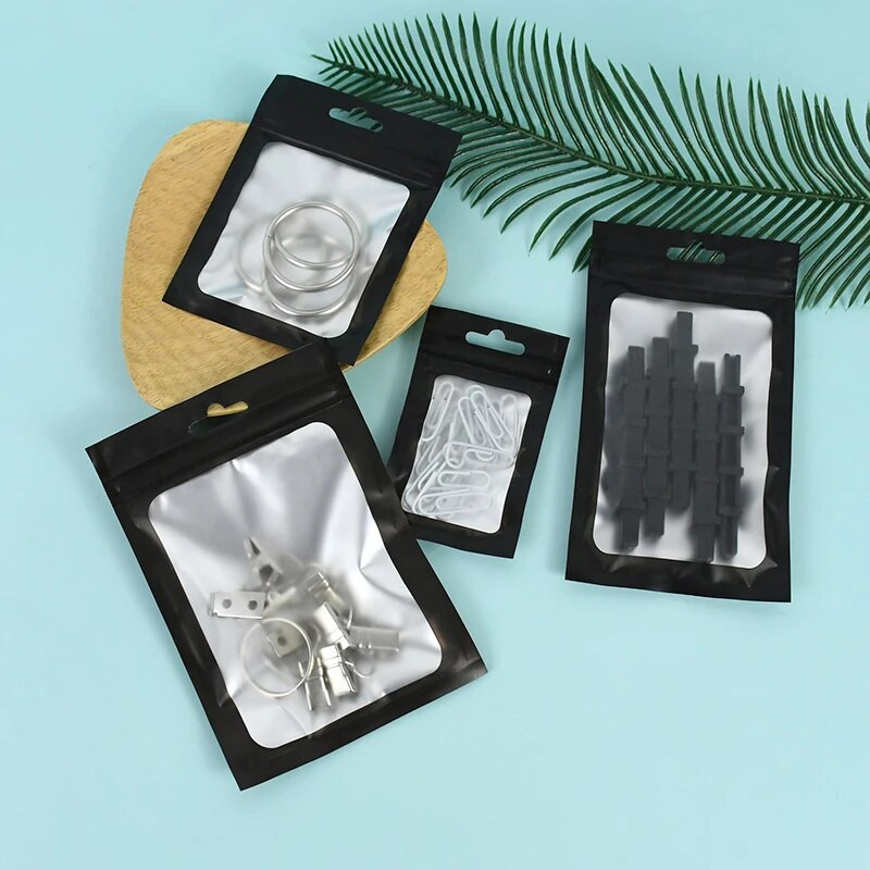 50 бр. Матирана пластмасова торбичка с ключалка с цип Алуминиево фолио Холограмна торбичка за храна Малки водоустойчиви торбички с цип Повторно затваряне Опаковка за подаръци