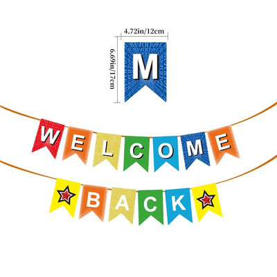 Знаме за декорация на парти за откриването на сезона Добре дошли отново Откриващ банер Училищен автобус Висулка Висящ гирлянд от овесарка в училищните класни стаи