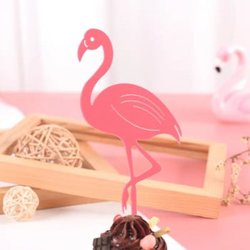 Pink Flamingo Cake Topper Акрилни знамена за торта Рожден ден Kids Favors Декорация на торта Cupcake Topper за сватбен десерт Декорация на маса