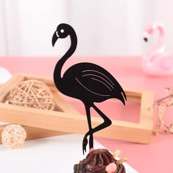 Pink Flamingo Cake Topper Акрилни знамена за торта Рожден ден Kids Favors Декорация на торта Cupcake Topper за сватбен десерт Декорация на маса