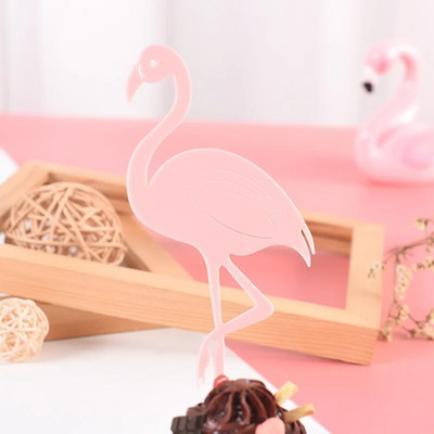 Pink Flamingo Cake Topper Акрилни знамена за торта Рожден ден Kids Favors Декорация на торта Cupcake Topper за сватбен десерт Декорация на маса
