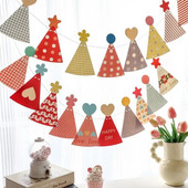 2.3M Happy Birthday Party Decoration Birthday Hat Flag Banner Baby One Year Old Baby Shower Wedding Party HangingGarland Decorat