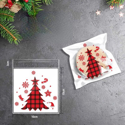 100 бр. Коледна подаръчна торбичка Самозалепващи бисквитки Торбичка за опаковане на бонбони Новогодишно парти Подарък Снек Печене Найлонова торбичка Navidad 2023