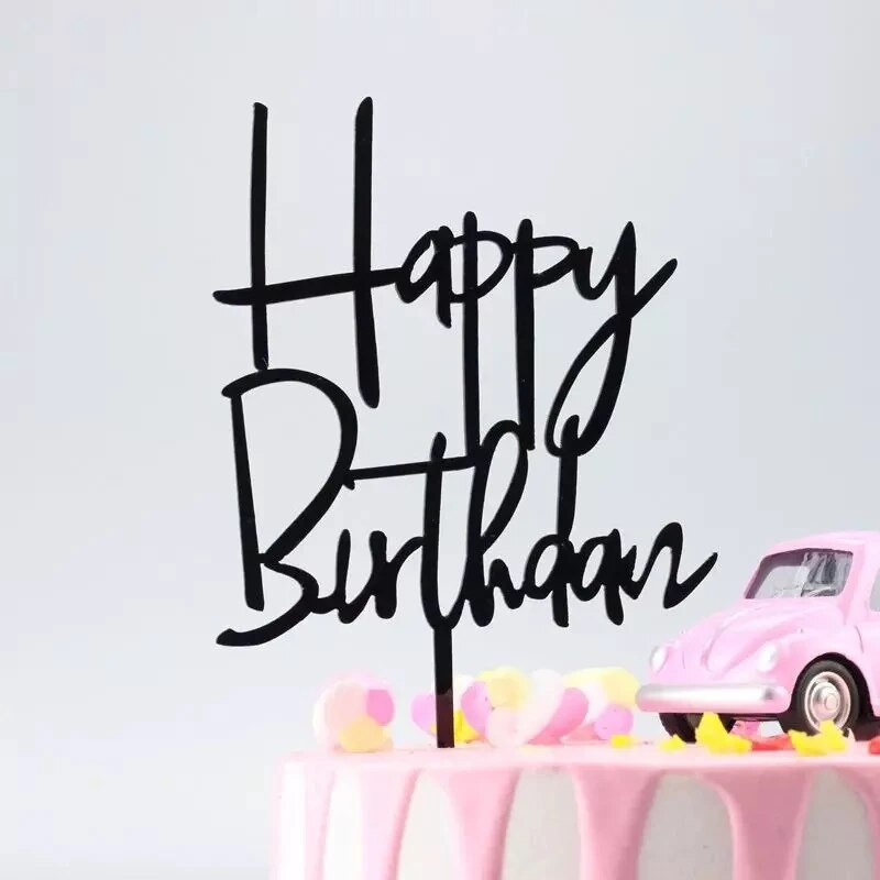 Златно сребро Честит рожден ден Покривка за торта Парти за рожден ден Акрилна поправка за торта Десерт Украса за бебешко парти Консумативи за торта