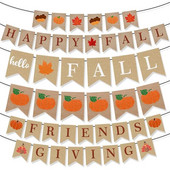 Парти за Деня на благодарността Турция Тиква Кленов лист Флаг Банер Реколта Сезон Парти Фон Висяща овесарка Гирлянд Направи си сам декорация