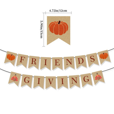 Парти за Деня на благодарността Турция Тиква Кленов лист Флаг Банер Реколта Сезон Парти Фон Висяща овесарка Гирлянд Направи си сам декорация