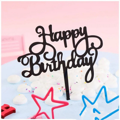 Нов топер за торта Честит рожден ден Сърцевидна златна акрилна топерка за кексчета десертни знаменца за бебешки душ Торти Декорации за печене