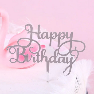 Нов топер за торта Честит рожден ден Сърцевидна златна акрилна топерка за кексчета десертни знаменца за бебешки душ Торти Декорации за печене