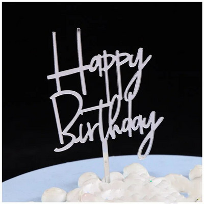 Нов топер за торта Честит рожден ден Сърцевидна златна акрилна топерка за кексчета десертни знаменца за бебешки душ Торти Декорации за печене