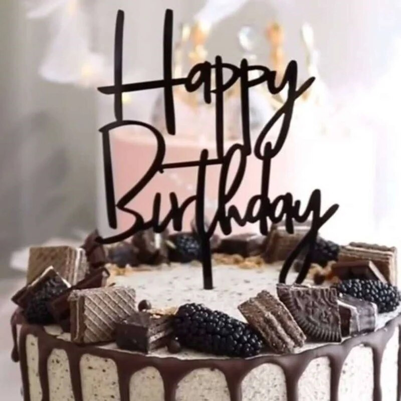 Нов топер за торта Честит рожден ден Сърцевидна златна акрилна топерка за кексчета десертни знаменца за бебешки душ Торти Декорации за печене