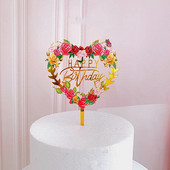 ins лавандула Честит рожден ден Торта за торта Цветен акрил Парти за рожден ден Флаг за торта Десертна украса за детско парти подаръци за печене