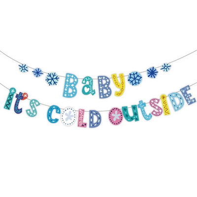 3M Creative Winter Themed Baby It`s Cold Outside Pulling Flag Christmas Happy Baby Shower Коледа Нова Година Декорация с гирлянди Supp