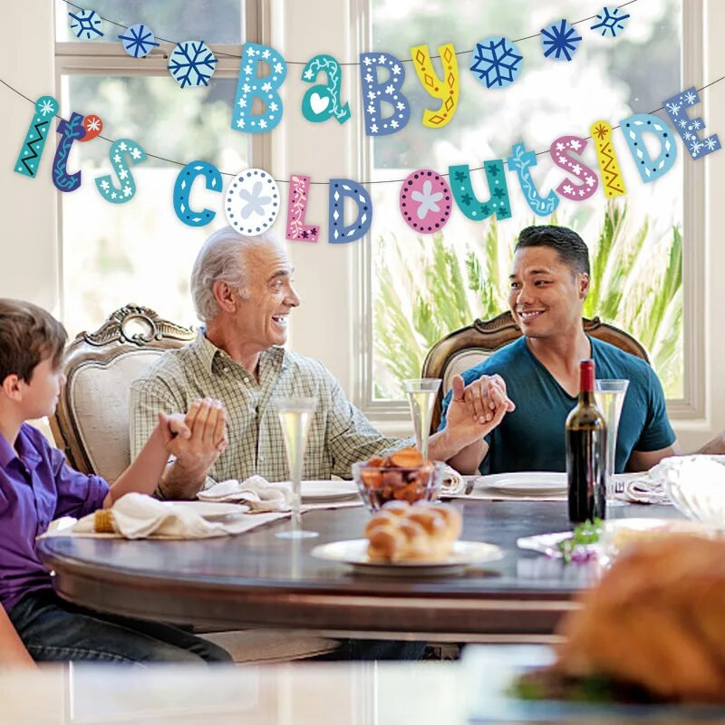 3M Creative Winter Themed Baby It`s Cold Outside Pulling Flag Christmas Happy Baby Shower Коледа Нова Година Декорация с гирлянди Supp