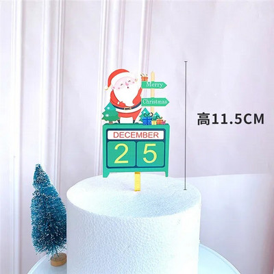 Нова цветна торта Merry Christmas Topper Златна акрилна шейна Elk Christmas Cake Toppers за рожден ден Коледно парти Торти Декорация