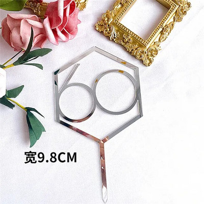 Нов Diamond18 21 30 Топер за торта за рожден ден Акрилно розово злато Годишнина от сватба Топери за кексчета Декорация на торта за годишнина