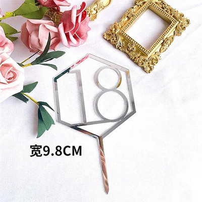Нов Diamond18 21 30 Топер за торта за рожден ден Акрилно розово злато Годишнина от сватба Топери за кексчета Декорация на торта за годишнина