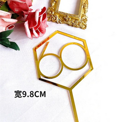 Нов Diamond18 21 30 Топер за торта за рожден ден Акрилно розово злато Годишнина от сватба Топери за кексчета Декорация на торта за годишнина