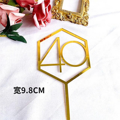 Нов Diamond18 21 30 Топер за торта за рожден ден Акрилно розово злато Годишнина от сватба Топери за кексчета Декорация на торта за годишнина