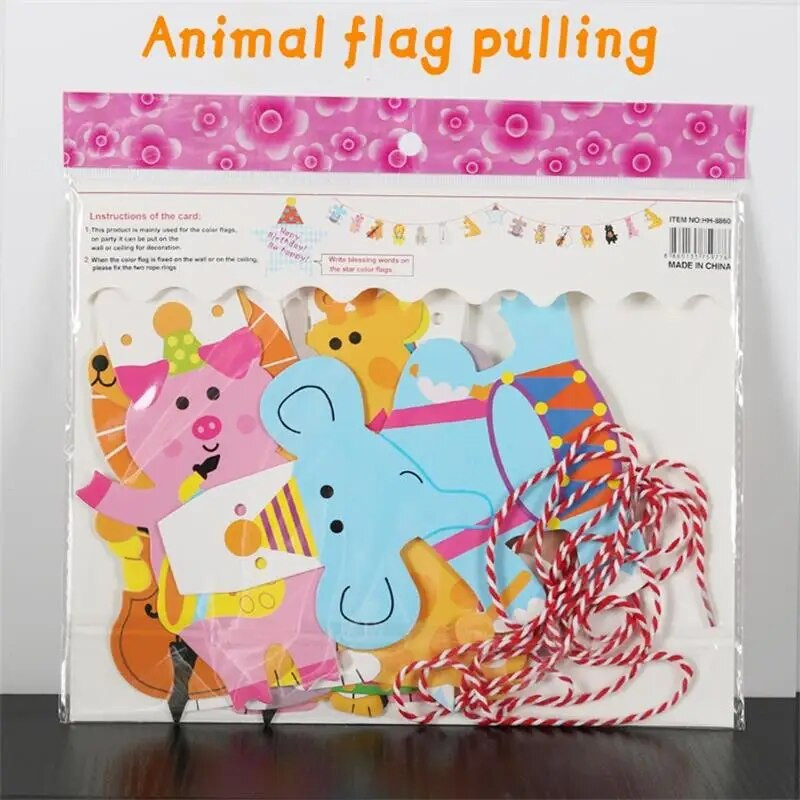 2M Сладко животно Семеен флаг Банер Детско парти за рожден ден Детска градина Класна стая Спалня Висяща овесарка Декоративна гирлянда