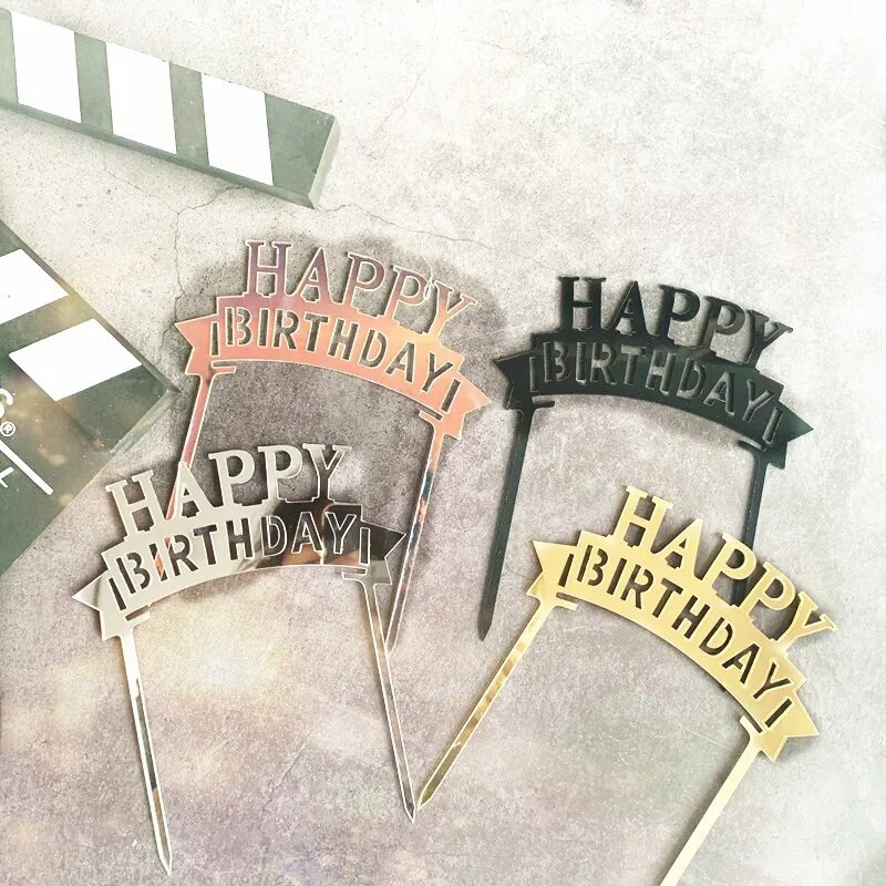 Форма на арка Обезцветяване Вложка за торта Флаг Парти за рожден ден Акрилна торта Знамена Креативна торта за рожден ден за възрастни/деца Украса