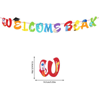 Банер с тематично знаме за откриване на сезона Обратно към училище Писмо Теглене на флаг Банер Висящ гирлянд Фонова декорация