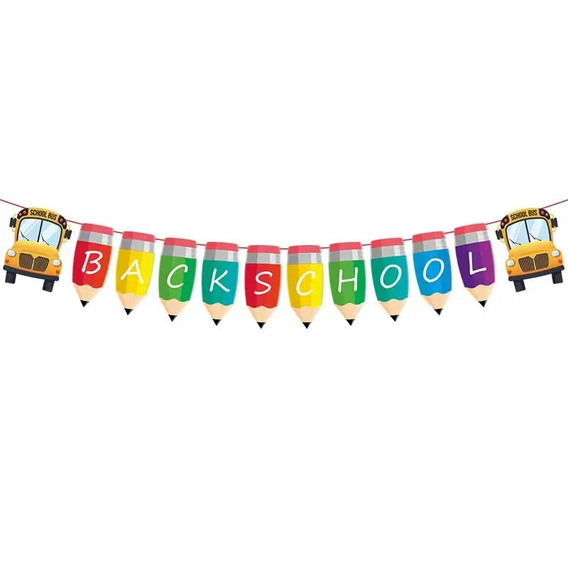 Банер с тематично знаме за откриване на сезона Обратно към училище Писмо Теглене на флаг Банер Висящ гирлянд Фонова декорация