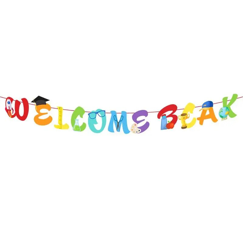 Банер с тематично знаме за откриване на сезона Обратно към училище Писмо Теглене на флаг Банер Висящ гирлянд Фонова декорация