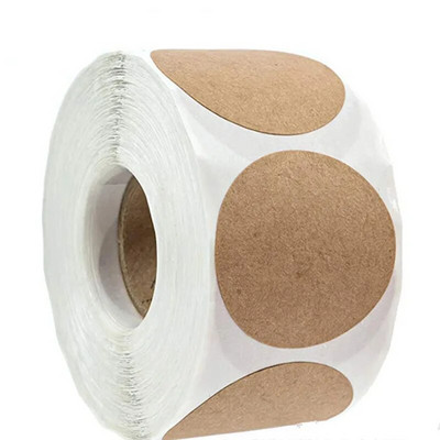 500PCS Кръгли етикети Ръчно изработени стикер за опаковки от крафт хартия за чанта за бонбони Дражета Подаръчна кутия Опаковъчна чанта Сватбени благодарствени стикери