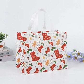 4 бр. Коледни торбички от нетъкан текстил Снежен човек Дядо Коледа Подаръци Торбички за опаковане на бонбони Коледни торбички за украса на бисквитки