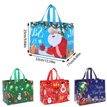 4 бр. Коледни торбички от нетъкан текстил Снежен човек Дядо Коледа Подаръци Торбички за опаковане на бонбони Коледни торбички за украса на бисквитки