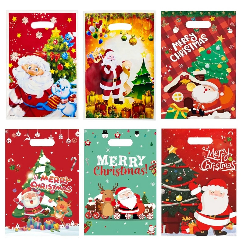 10/20/30 бр. Коледна чанта за бисквитки с бонбони Коледа Дядо Коледа Торба за подарък Elk Коледна парти украса за дома Новогодишна чанта за опаковане
