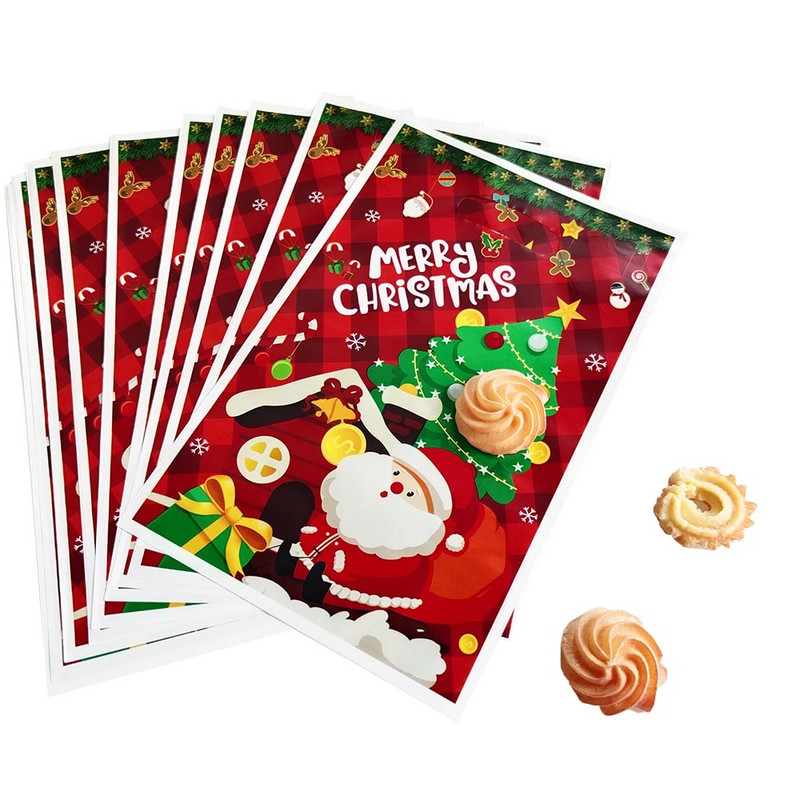 10/20/30 бр. Коледна чанта за бисквитки с бонбони Коледа Дядо Коледа Торба за подарък Elk Коледна парти украса за дома Новогодишна чанта за опаковане