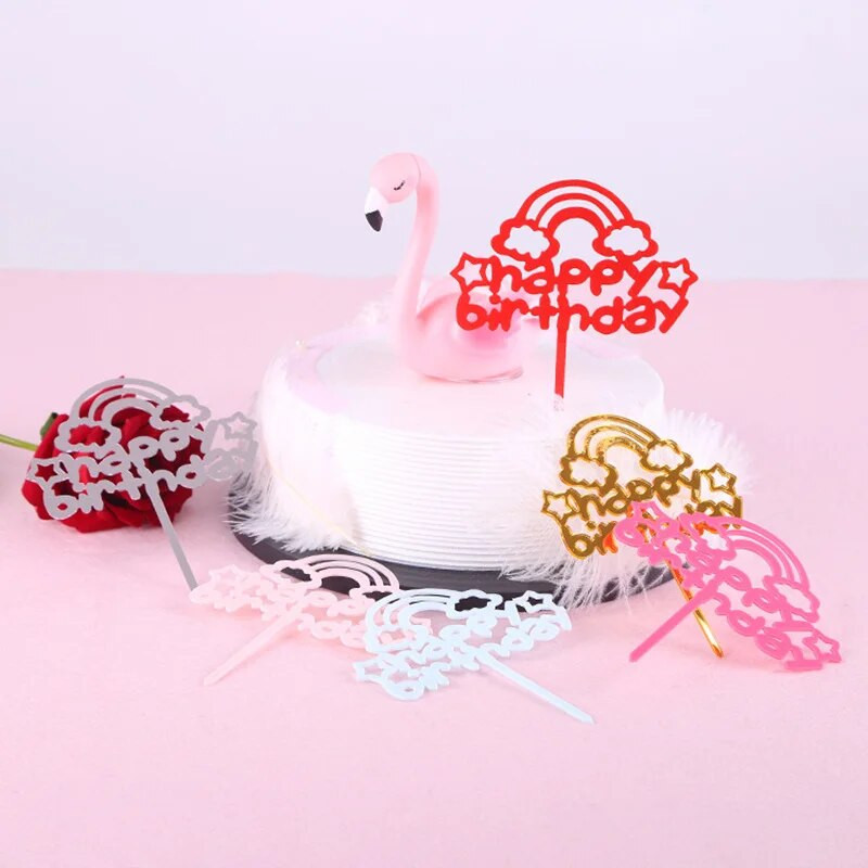 1 vnt/su gimtadienio torto dangtelis Eksploatacinės medžiagos Akrilas Kepimo tortas Įdėklas Dekoras Keksas Vestuvės Gimtadienio vakarėlio papuošimas Tortas Viršutinė vėliava