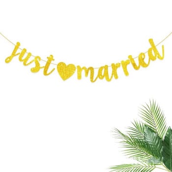 Διακόσμηση πάρτι Golden Love Just Married Αφρώδη ροζ γιρλάντα Επετειακή Γαμήλια δεξίωση Κρεμαστό κουκούτσι Γιρλάντα Διακοσμητική