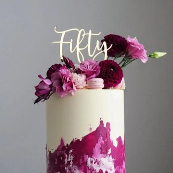 Нов номер Честит рожден ден Топер за торта Златен тридесет и петдесет Акрилен топер за торта Десерт Декорация Главна буква Консумативи за печене