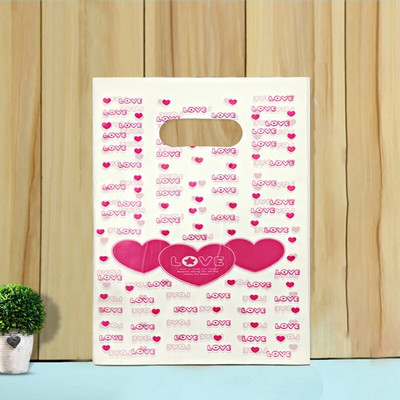 50 vnt 15x20cm / 20x30cm mažas papuošalų maišelis Mielo rašto plastikinis maišelis su rankena Dovanų maišeliai Saldainių sausainių vakarėlio pakavimo maišelis