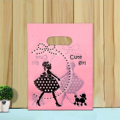 50 vnt 15x20cm / 20x30cm mažas papuošalų maišelis Mielo rašto plastikinis maišelis su rankena Dovanų maišeliai Saldainių sausainių vakarėlio pakavimo maišelis