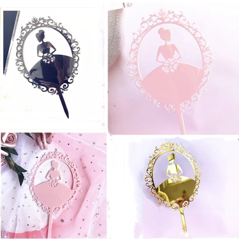 ins princesės stiliaus akrilinis tortas Papuoškite atviruką su gimtadieniu torto papuošimas vestuvių torto papuošimas vaikų gimtadienio torto įdėklas vėliavėlė