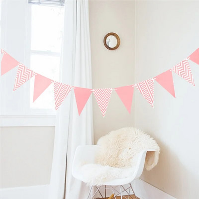 Auksinis vimpelas, mojuojantis vėliava Gimtadienio vakarėlio dekoracijos aukso sidabro pudra ir mėlynos trikampės reklamjuostės