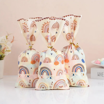 50 bucăți saci de celofan boho curcubeu, pungi cadou, curcubeu, decorațiuni pentru petrecerea de ziua de naștere, pungă de bomboane cadou, consumabile pentru petreceri pentru baby shower.