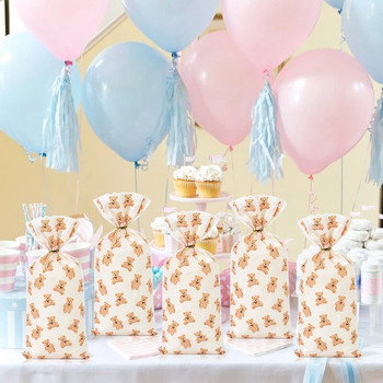 50/30 τμχ Cute Bear Gift Candy Bag πλαστικές τσάντες για μπισκότα σνακ συσκευασίας Μπομπονιέρες ντους μωρών Προμήθειες διακόσμησης για παιδικά πάρτι γενεθλίων