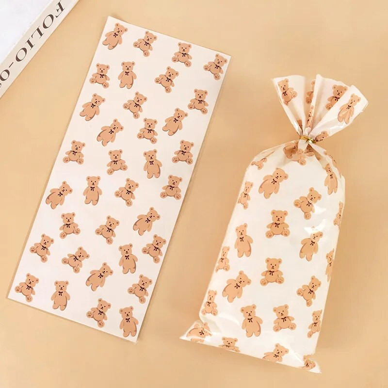 50/30 vnt Mielas meškiukas dovanų saldainių maišelis Plastikiniai sausainių užkandžių pakavimo maišeliai Kūdikių dušas, skirtas vaikų gimtadienio dekoravimo reikmenims