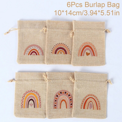 6 vnt. raištelių saldainių dovanų maišelis Sweet Rainbow Farm Unicorn teminis vakarėlis 1-ojo gimtadienio kūdikių vakarėlis kaimiškas kaimo vestuvių dekoravimas