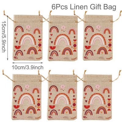 6 vnt. raištelių saldainių dovanų maišelis Sweet Rainbow Farm Unicorn teminis vakarėlis 1-ojo gimtadienio kūdikių vakarėlis kaimiškas kaimo vestuvių dekoravimas