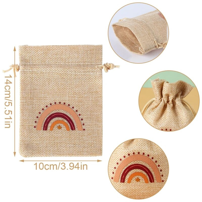 6 vnt. raištelių saldainių dovanų maišelis Sweet Rainbow Farm Unicorn teminis vakarėlis 1-ojo gimtadienio kūdikių vakarėlis kaimiškas kaimo vestuvių dekoravimas