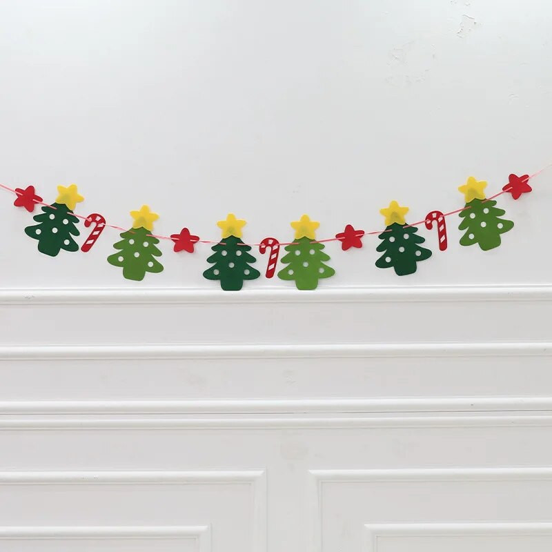 Kalėdų žvaigždės eglutė, snaigės raidės, neaustinės vėliavos reklamjuostės Linksmų Kalėdų šeimos vakarėlis Apsipirkimo langas kabanti girlianda
