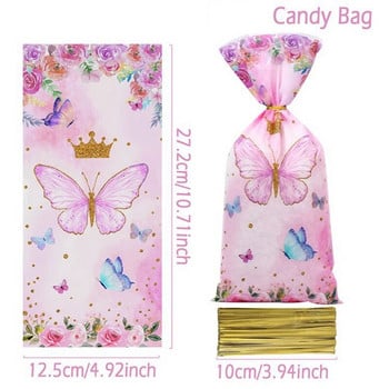 Pink Butterfly Party Candy Τσάντες δώρου Τσάντα συσκευασίας φράουλα Τσάντα δώρου γάμου Παιδικά κορίτσια Προμήθειες γενεθλίων Baby Shower