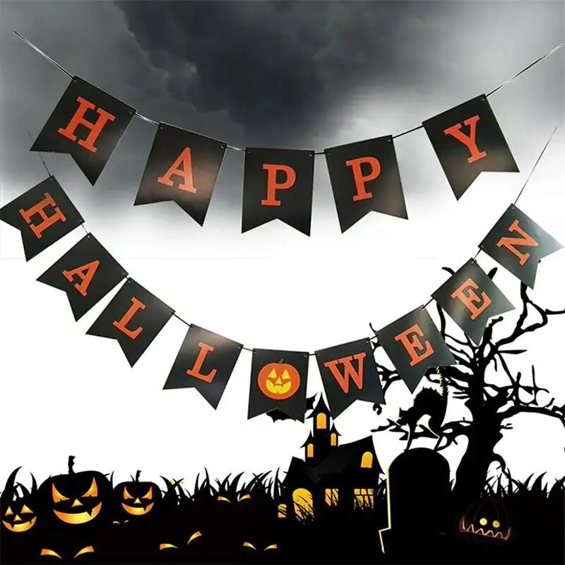 Helovino vakarėlio puošmena Moliūgas vaiduoklis Laiškas Vėliavos Reklamjuostė Helovino gimtadienio vakarėlis Pakabinamas kekės girlianda „pasidaryk pats“ dekoras